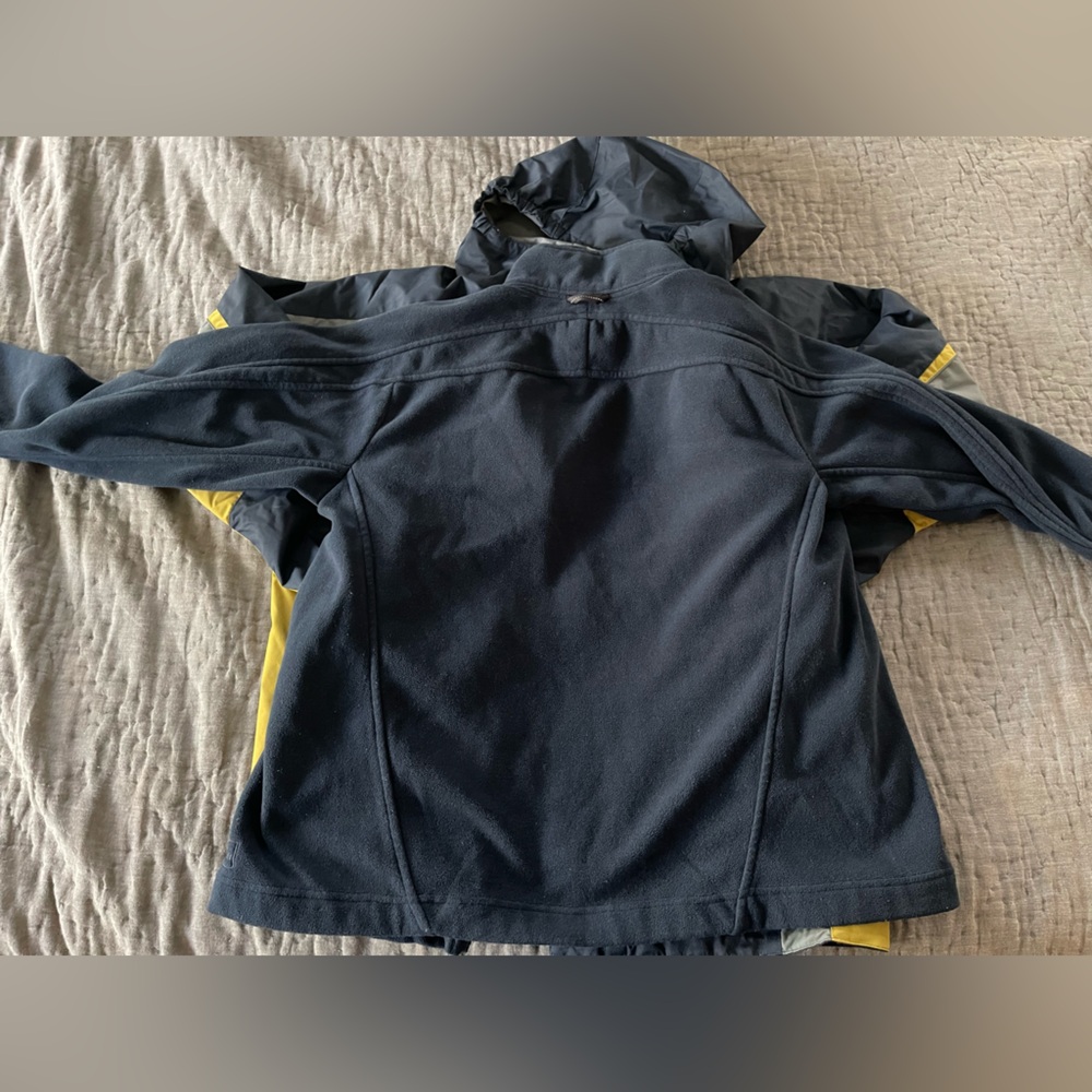 REI Boy's Blue Yellow Retro Hooded Zip Up Jacket Blue Flannel Insert Sz L 14/16 - Picture 13 of 16